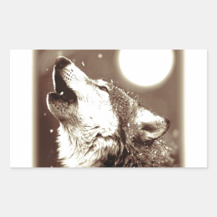 Sepia Wolf & Moon Sticker