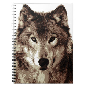 Sepia Wolf Portrait Notebook