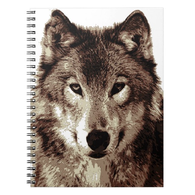 Sepia Wolf Portrait Notebook (Front)