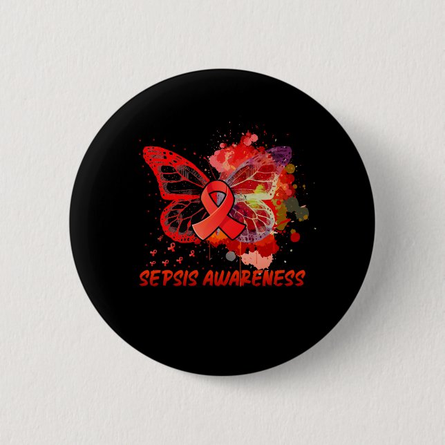 Sepsis Awareness Butterfly 2 Inch Round Button (Front)