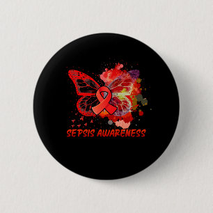Sepsis Awareness Butterfly 2 Inch Round Button