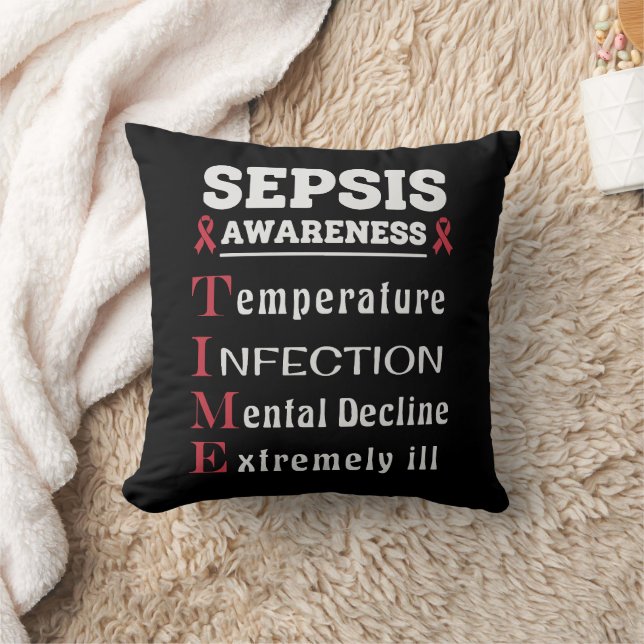 Sepsis Awareness T.I.M.E. Guide Throw Pillow (Blanket)