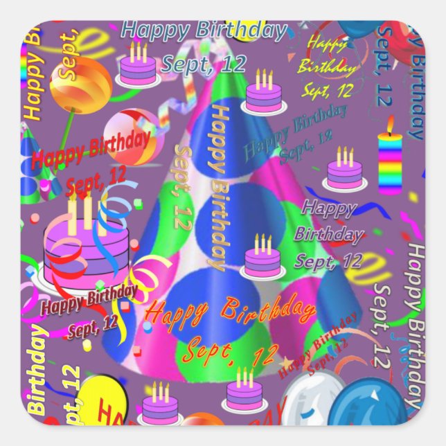 Sept, 12 Kids Birthday Stickers (Front)