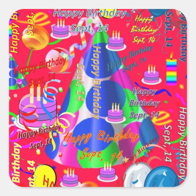 Sept, 14 Stickers Anniversaires de enfants (Devant)