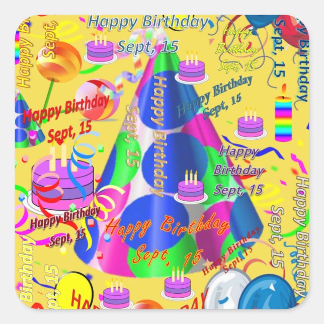 Sept, 15 Kids Birthday Stickers (Front)