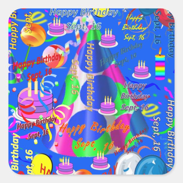 Sept, 16 Kids Birthday Stickers (Front)
