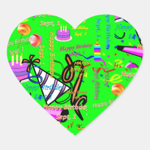 sept, 1 kids birthday heart sticker