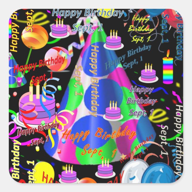 Sept, 1er Stickers Anniversaires de enfants (Devant)