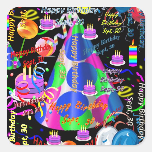 Sept, 30 Stickers Anniversaires de enfants (Devant)