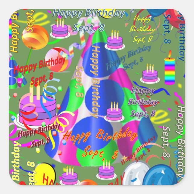 Sept, 8 Stickers Anniversaires de enfants (Devant)