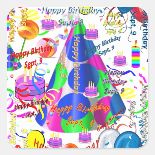 Sept, 9 Stickers Anniversaires de enfants (Devant)