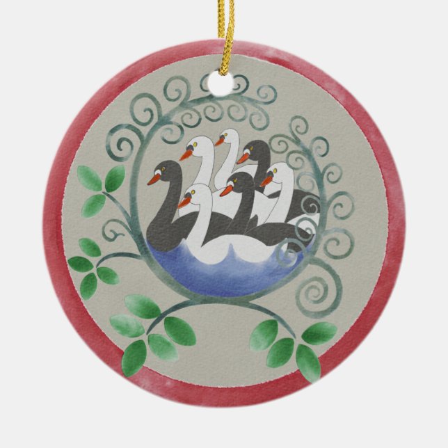 Sept cygnes un ornement de Noël de natation (Devant)