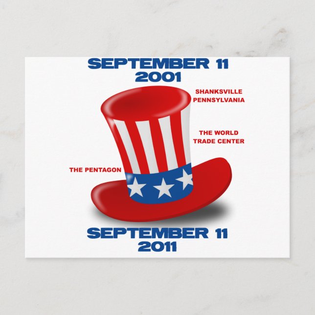 SEPTEMBER-11-ANNIVERSARY-UNCLE-SAM-HAT POSTCARD (Front)