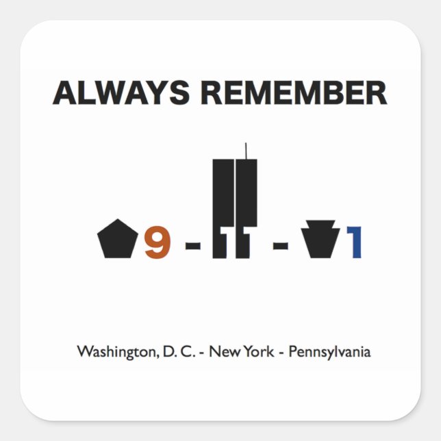 September 11 Remembrance Sticker (square) (Front)