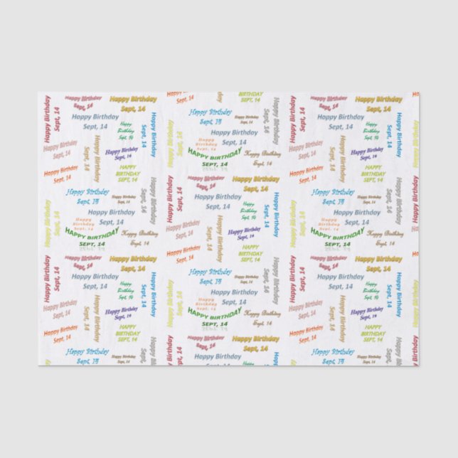 September, 14 Birthday Tissue Paper (Front)
