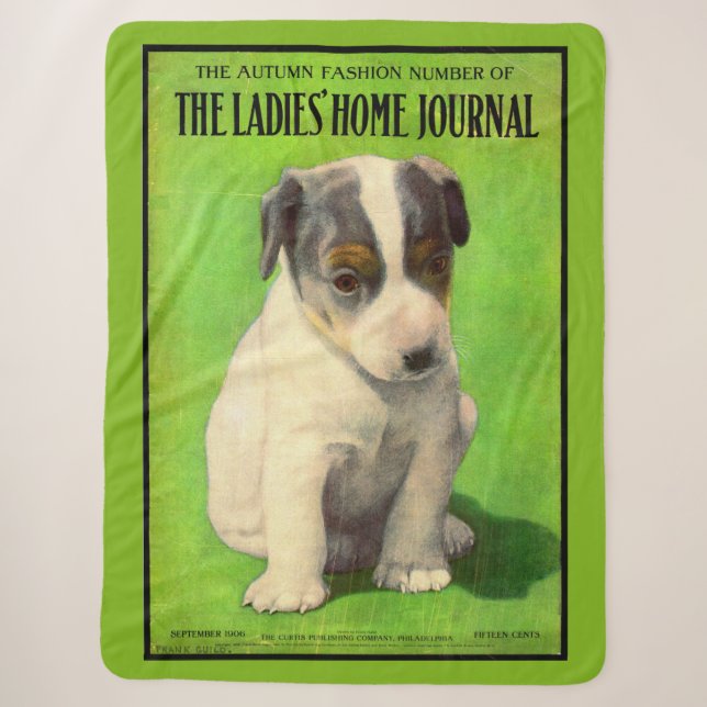 September 1906 Ladies Home Journal cover puppy Sherpa Blanket (Front)