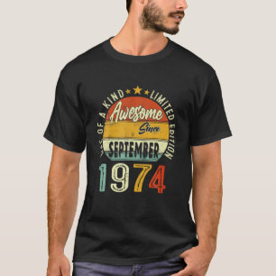 September 1974 Retro Vintage 47Th Birthday 47 Year T-Shirt