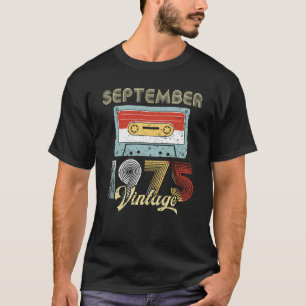 September 1975 Vintage Birthday Cassette Tape T-Shirt
