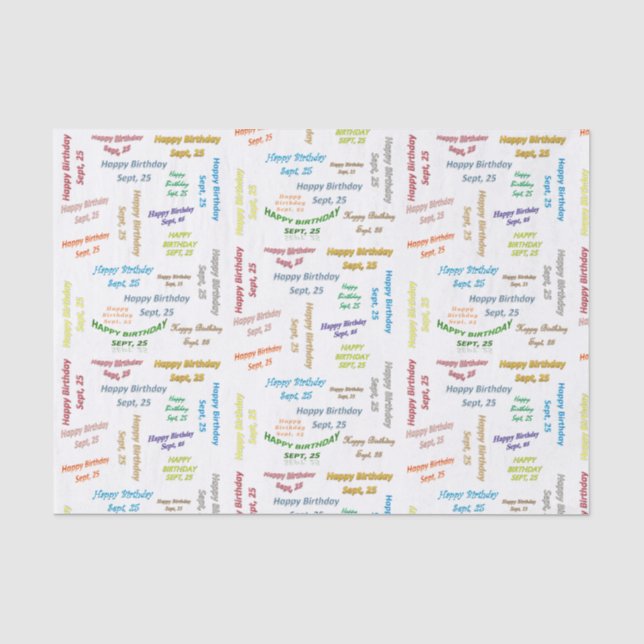 September, 25 Birthday Tissue Paper (Front)