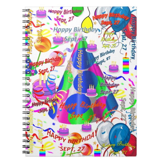 September, 27 Birthday Notebook Sept, (Front)