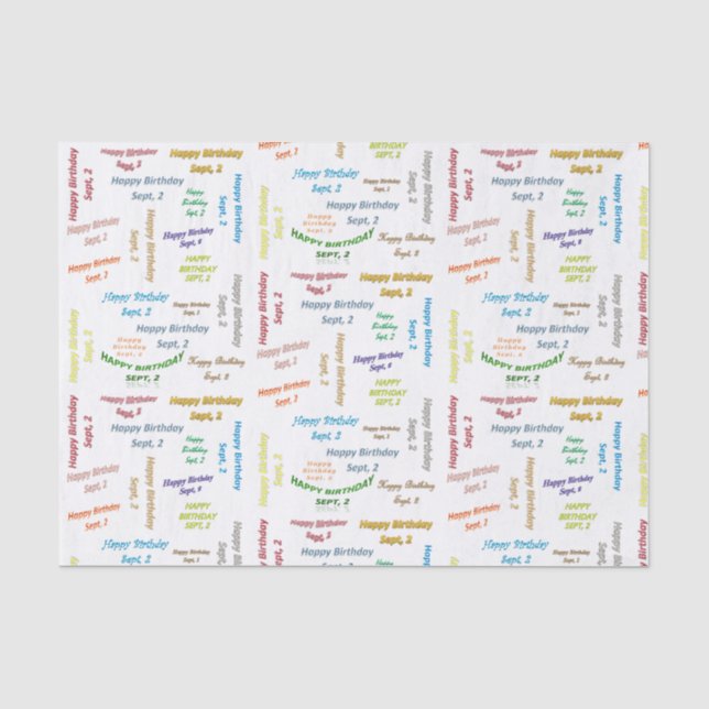 September, 2 Birthday Tissue Paper (Front)