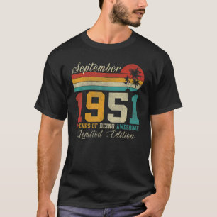 September 71 Year Old Vintage 1951 71th Birthday T-Shirt