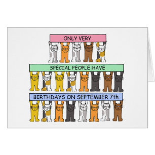 September 7th Birthday, Cartoon Cats Humour.
