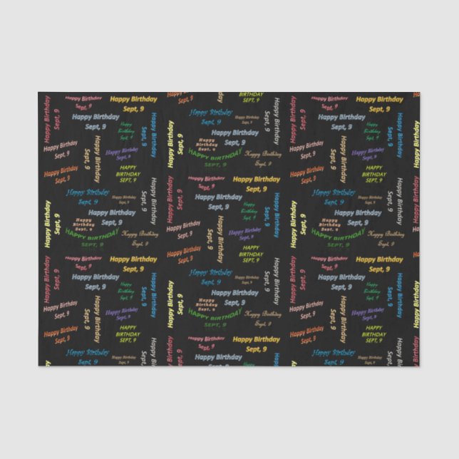 September, 9 Birthday Tissue Paper (Front)