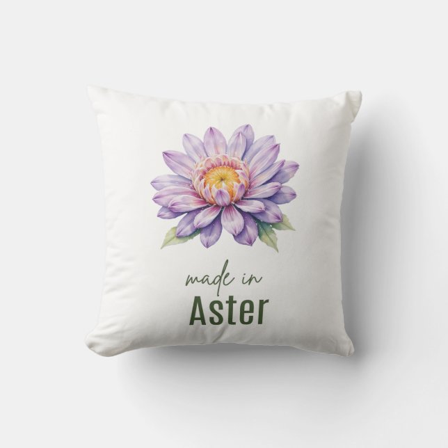 September Aster Birth Flower Flat Thank You  Throw Pillow (Front)