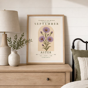September Aster Birth Flower Poster