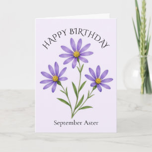 September Aster Birthday Card
