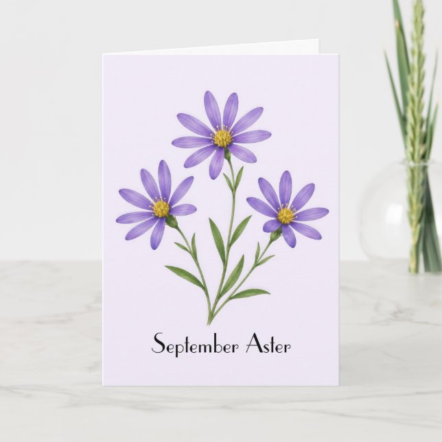September Aster Flowers Greeting Card (Front)
