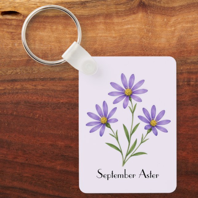 September Aster Flowers  Keychain (Front)