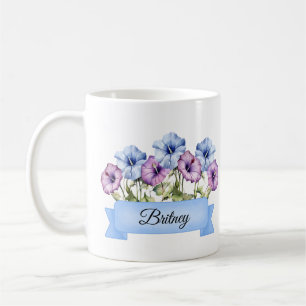September Birth Aster Flower Personalized  Coffee Mug