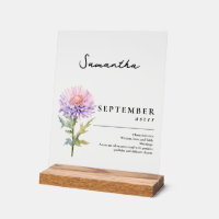 September Birth Month Flower Aster Personalized