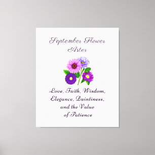 September Birth Month Flower Aster Personalized  Canvas Print