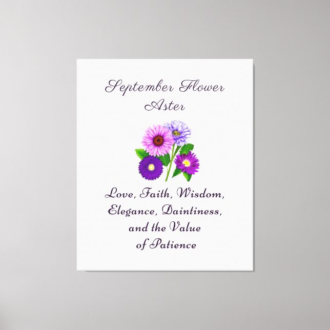 September Birth Month Flower Aster Personalized  Canvas Print (Front)