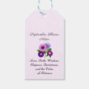 September Birth Month Flower Aster Personalized  Gift Tags