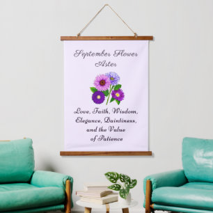 September Birth Month Flower Aster Personalized Hanging Tapestry
