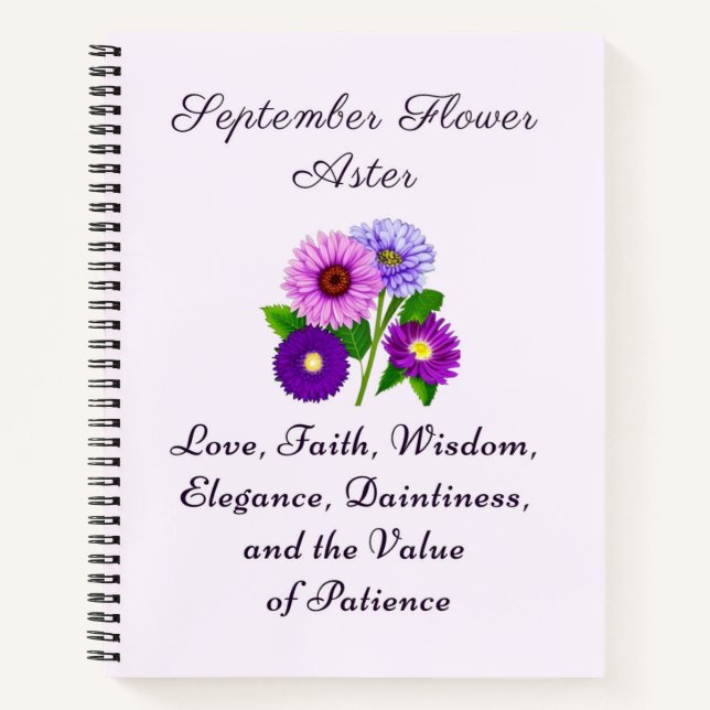 September Birth Month Flower Aster Personalized  Notebook (Front)