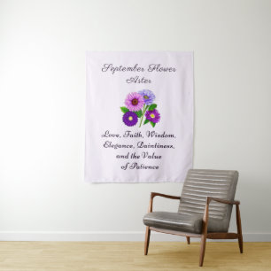 September Birth Month Flower Aster Personalized  Tapestry