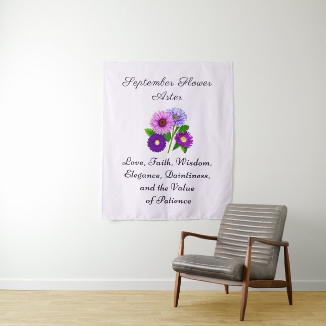 September Birth Month Flower Aster Personalized  Tapestry (In Situ)