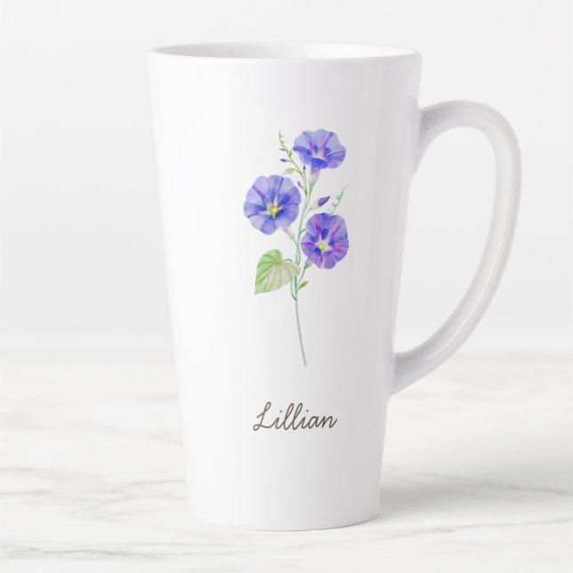 September Birth Month Flower Morning Glory Latte Mug (Right)