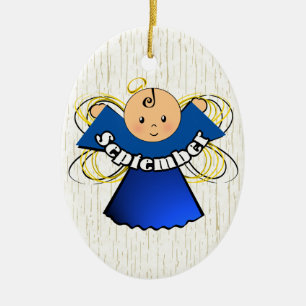September Birthday Angel Ceramic Ornament