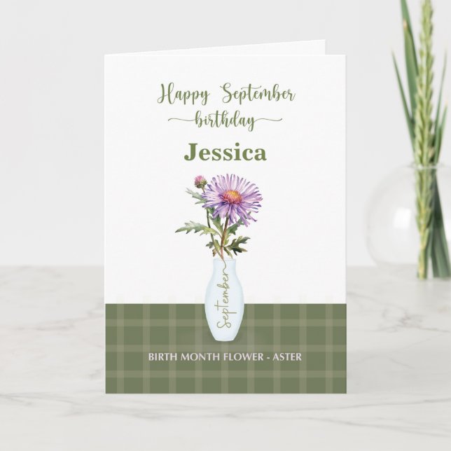 September Birthday Birth Month Flower Aster Card (Front)
