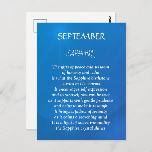 September birthday birthstone Sapphire  Postcard (Front/Back)