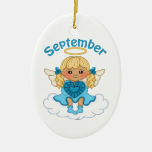 September Birthstone Angel Blonde Ceramic Ornament