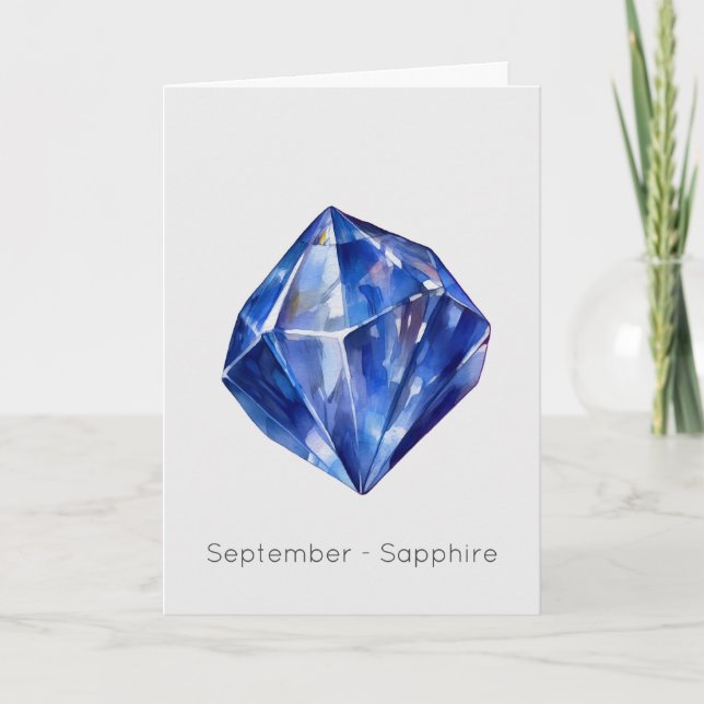 September Birthstone Sapphire Happy Birthday Card (Front)