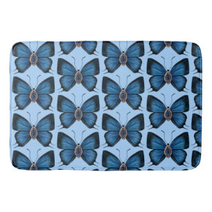 September Blue Butterfly Pattern Design Regal Bath Mat