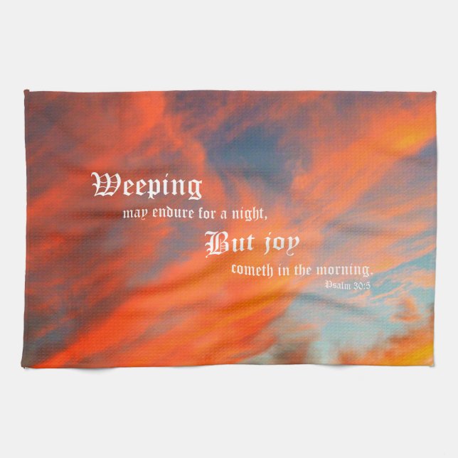 September Clouds with Psalm 30:5 Kitchen Towel (Horizontal)